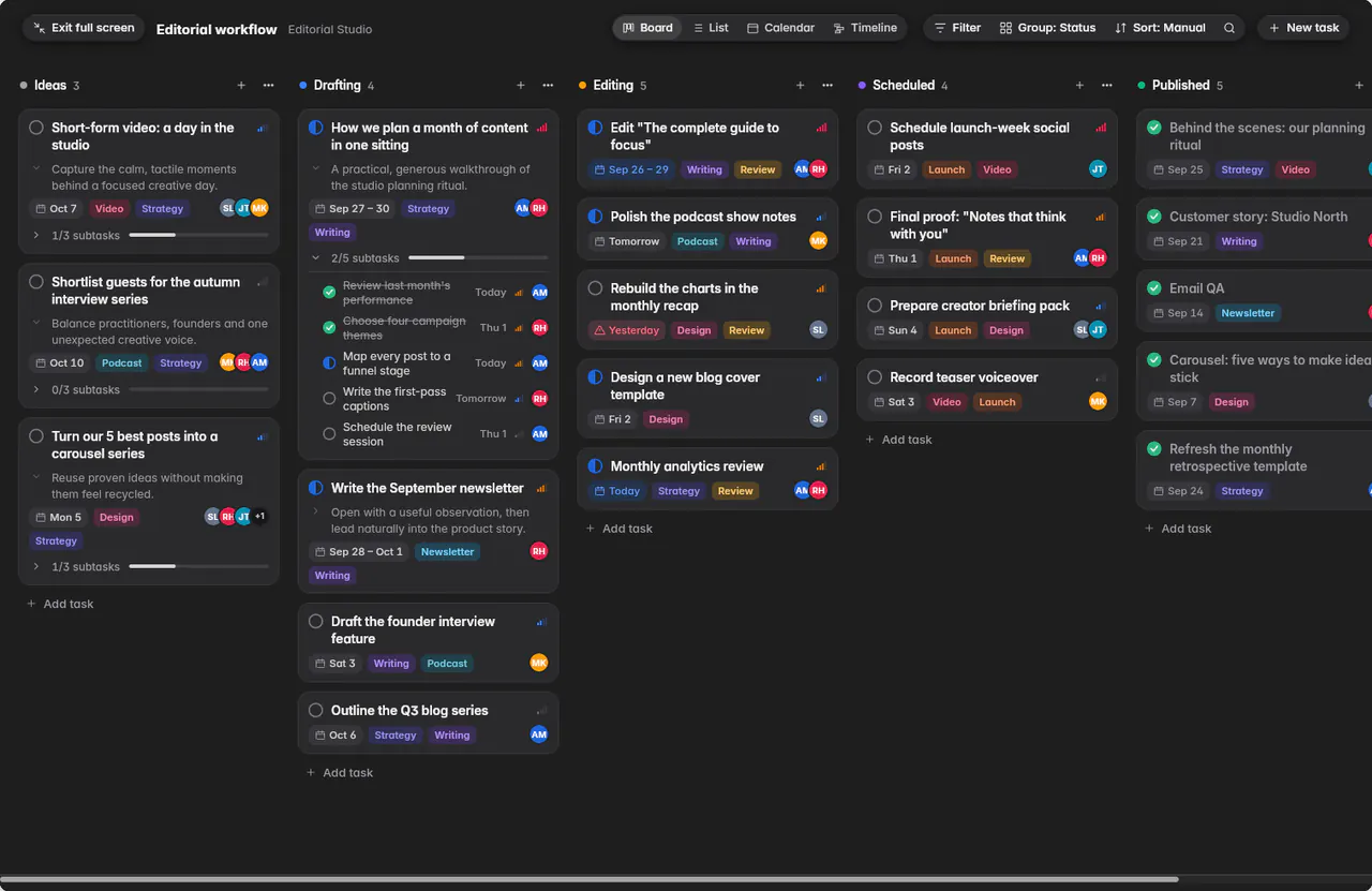 A board in full screen, with Exit full screen at the top left (a Mac)