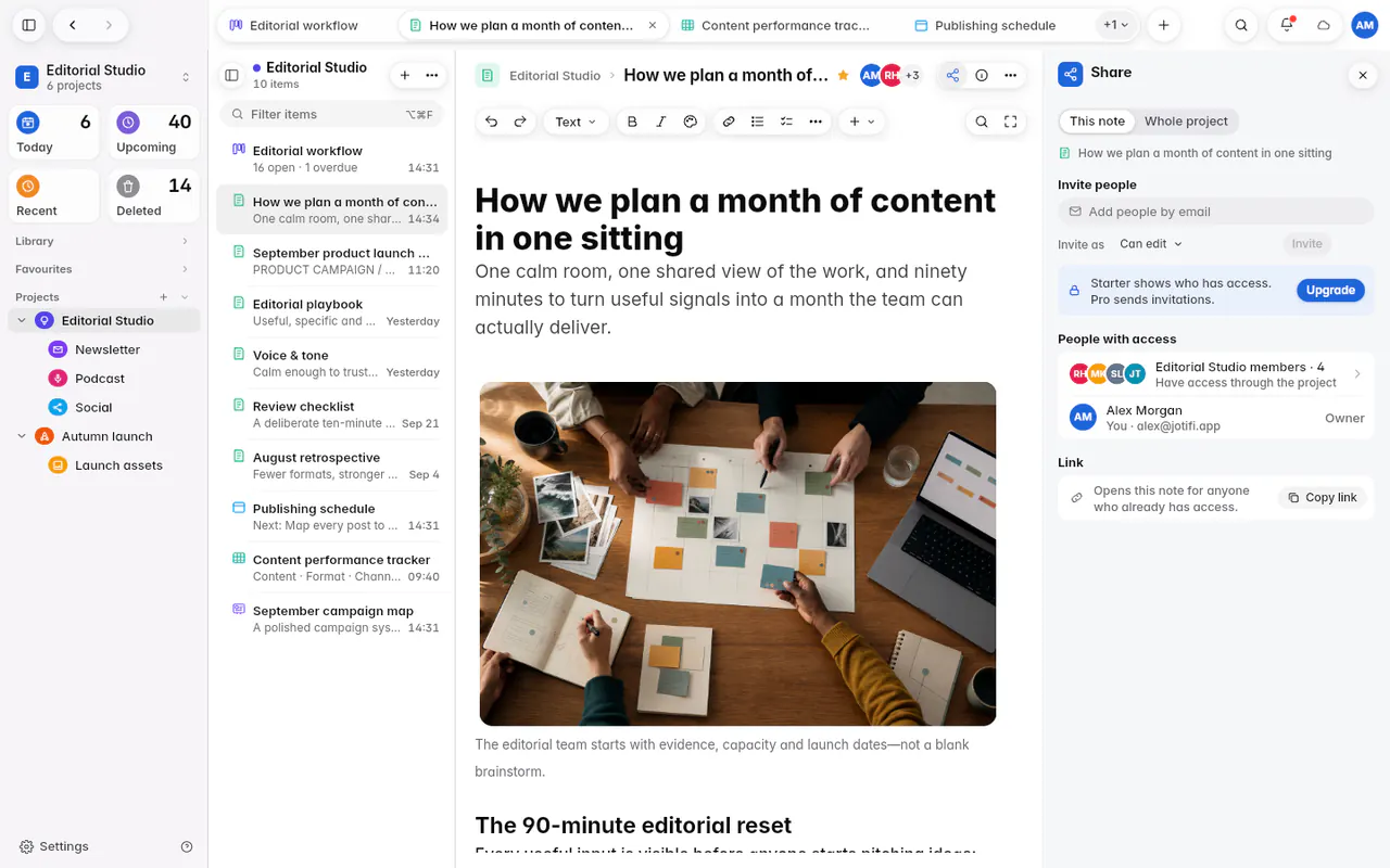 The Share pane with Invite people, the Invite as role, the people with access and pending invitations (the web app)