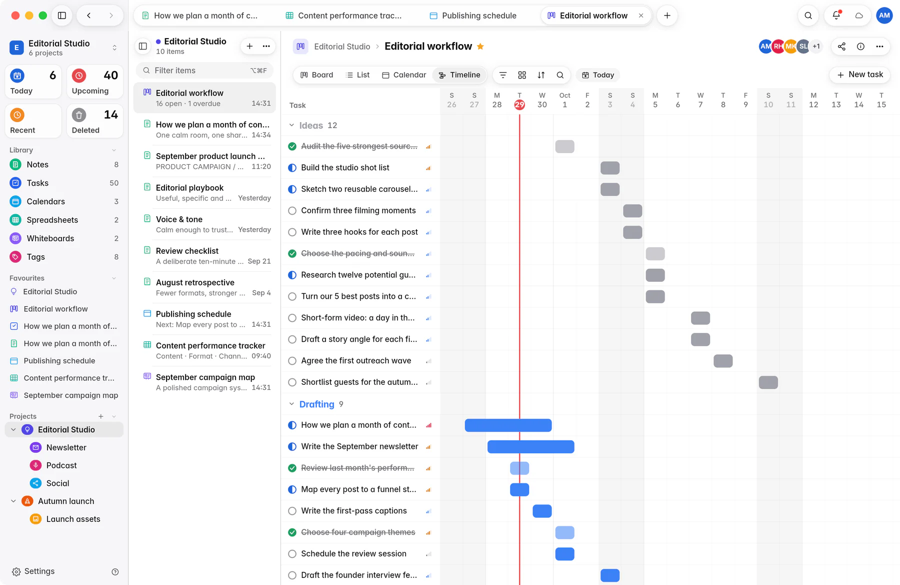 A Jotifi project timeline on a Mac, an iPad and an iPhone